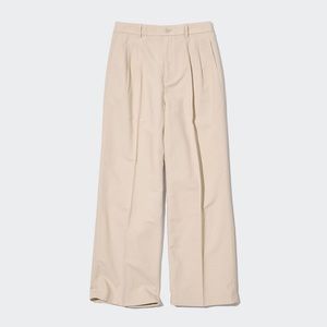 Uniqlo Linen Blend Tucked Wide Pants